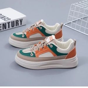 autumn new white shoes women's flat leather panel shoes